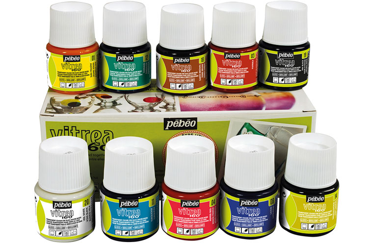Peinture pour verre, couleurs translucides -10 pots de 45 ml