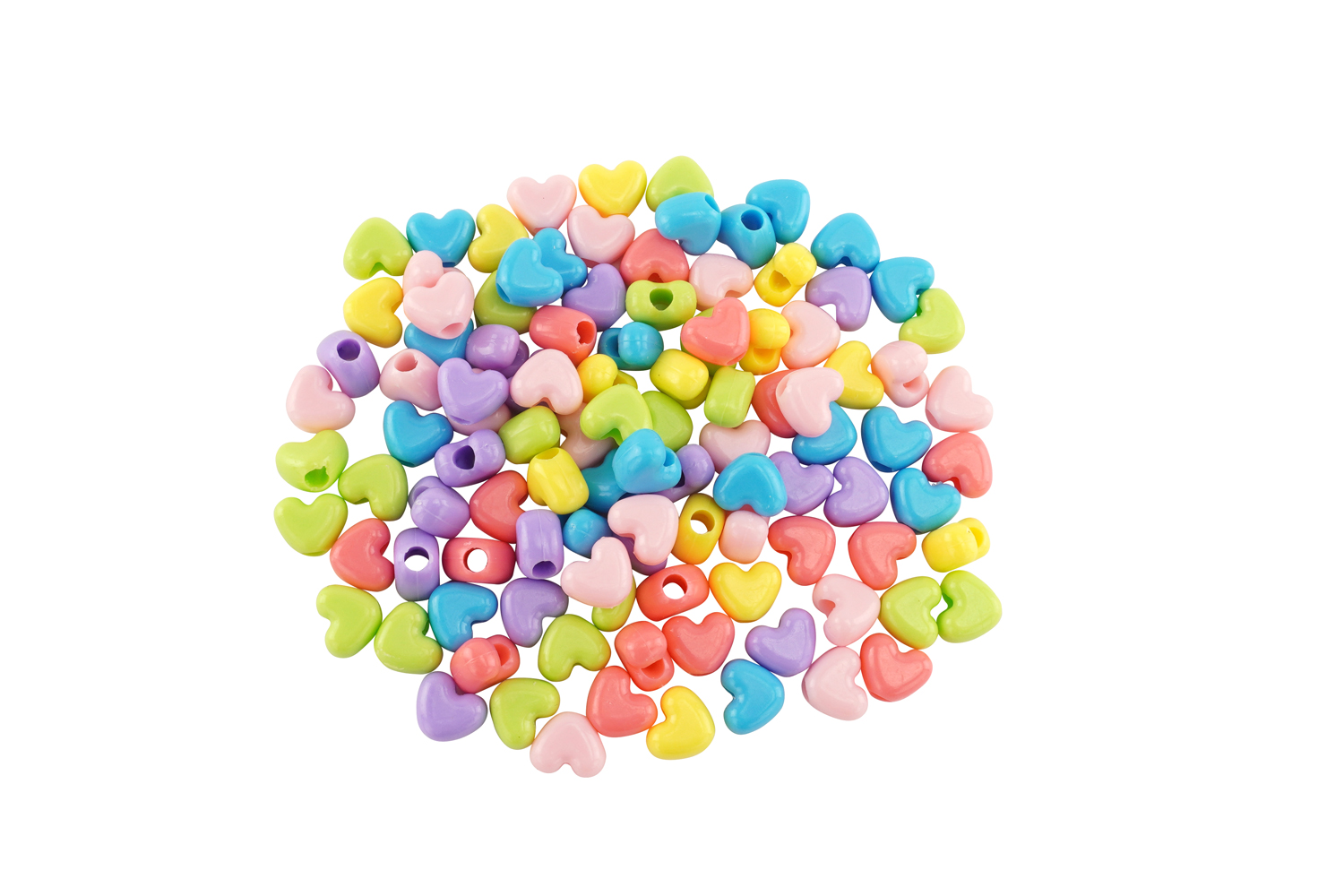 Perles coeur en plastique - 100 pcs