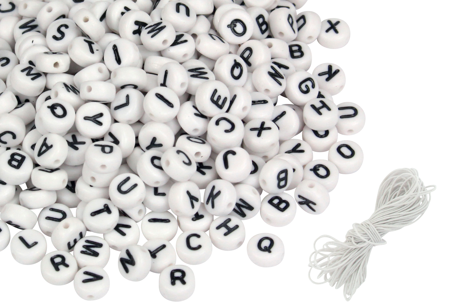 Perles rondes alphabet noir - 300 perles