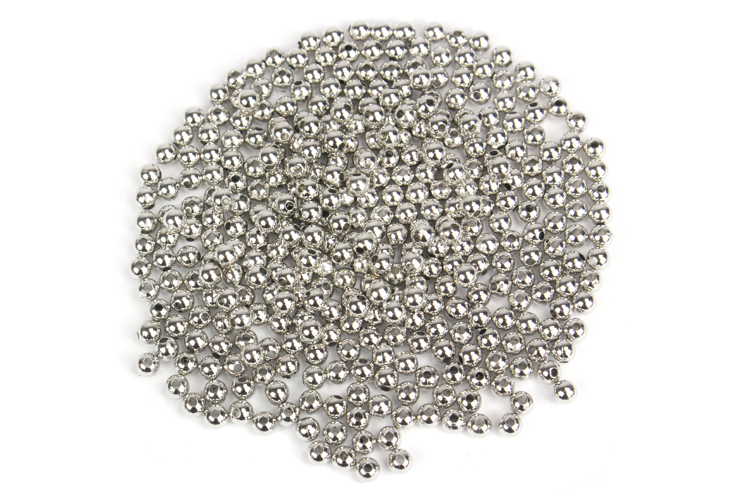 Perles rondes métallisées argentées - 1500 perles