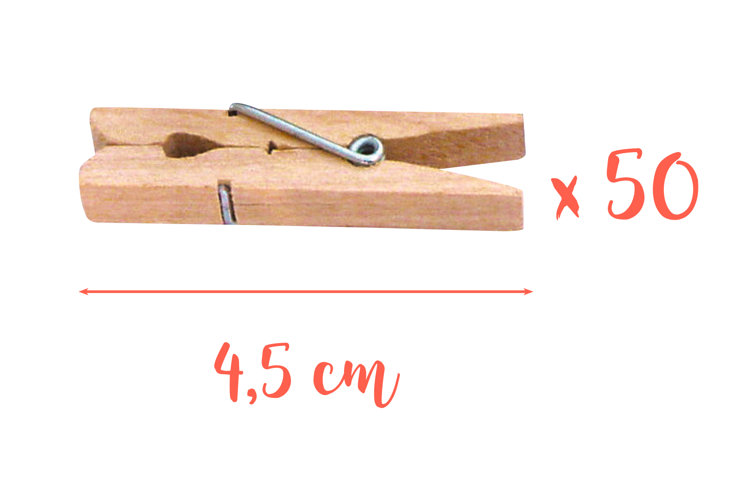 Pinces à linge 4,5 cm - 50 pièces