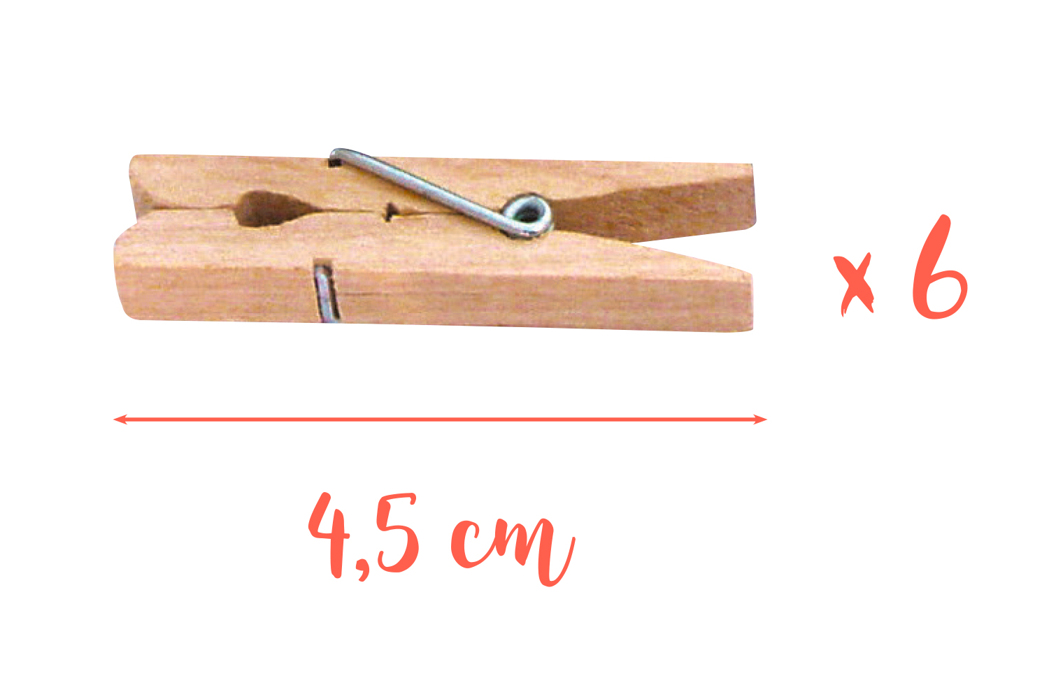 Pinces à linge 4,5 cm - 6 pièces