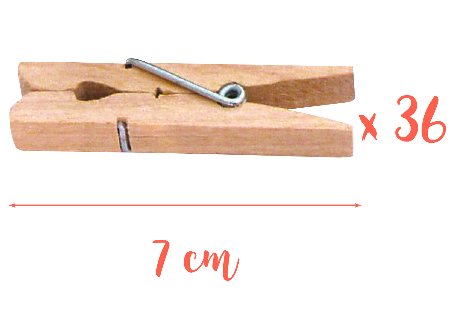 Pinces à linge 7 cm - 36 pièces