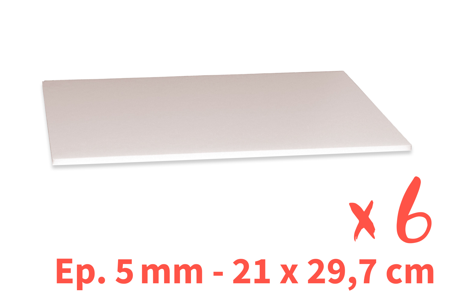 Carton plume blanc - 21 x 29.7 cm, ép 5 mm - 6 pièces