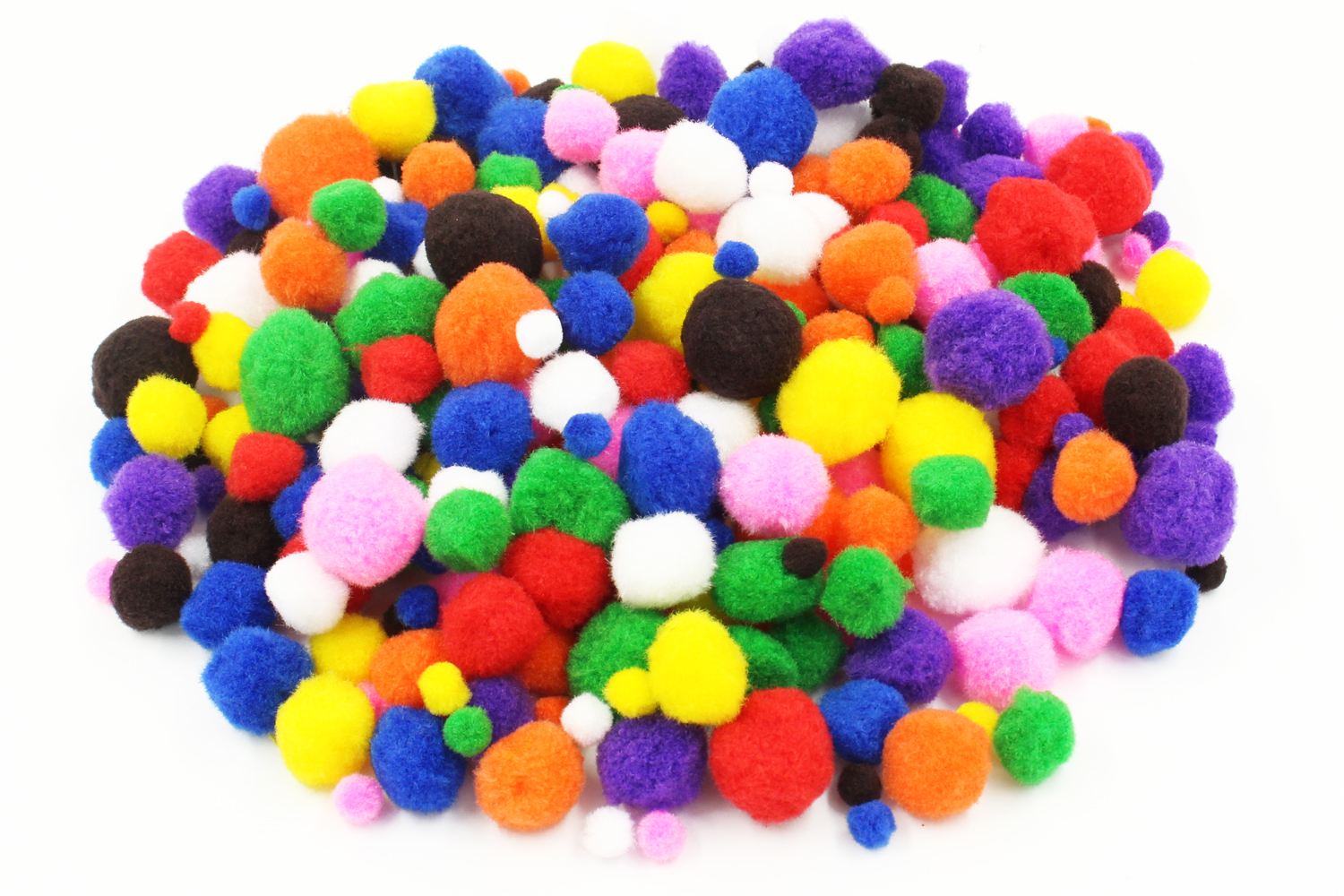 Pompons colorés  (tailles : 1 cm - 2 cm - 2,5 - 3 cm) - 300 pièces (1 set)
