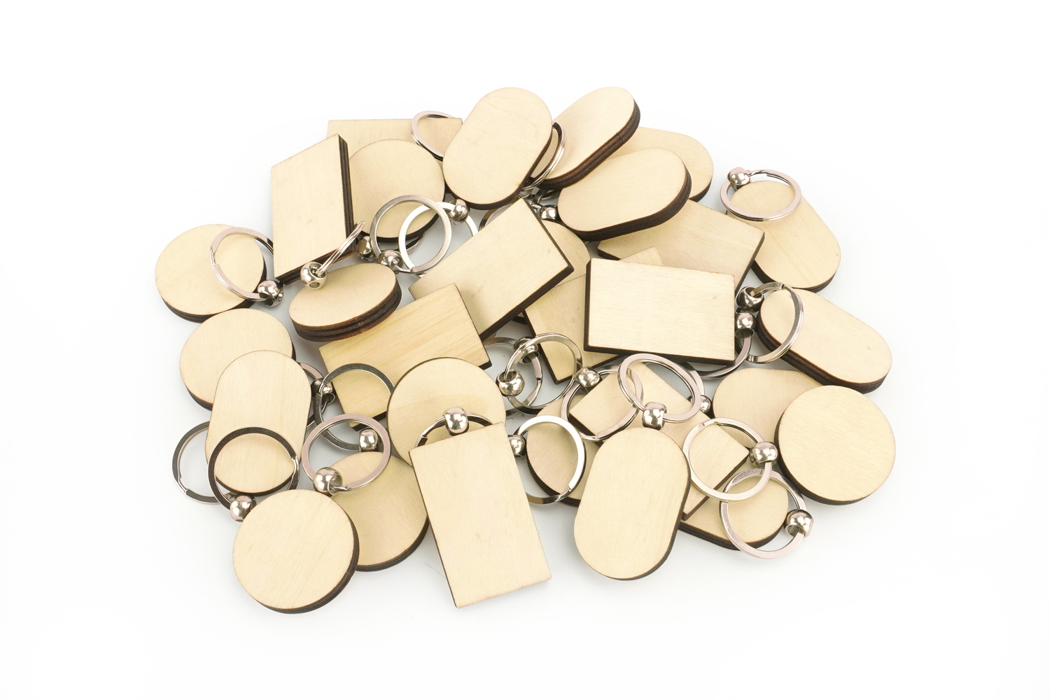 Porte-clés assortis en bois - 30 pièces
