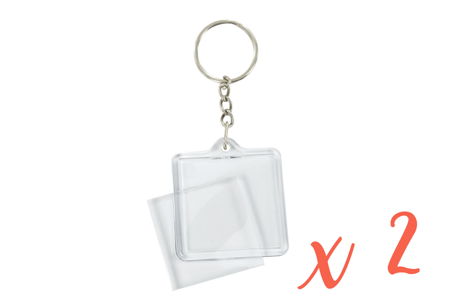 Porte-clés carrés (4 x 4 cm) - 2 pièces