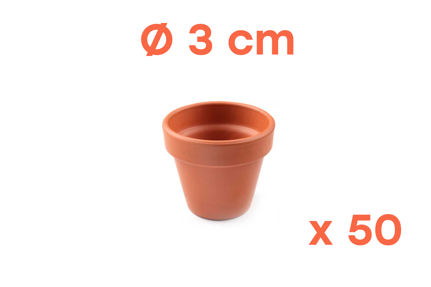Pots en terre cuite Ø 3 cm - Hauteur 3 cm - 50 pots