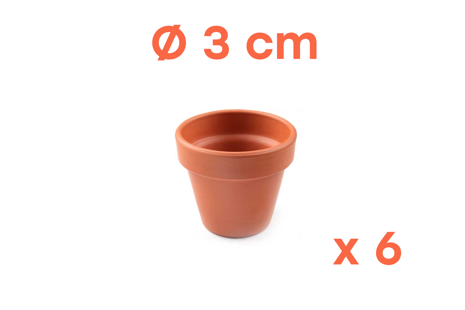 Pots en terre cuite Ø 3 cm - Hauteur 3 cm - 6 pots