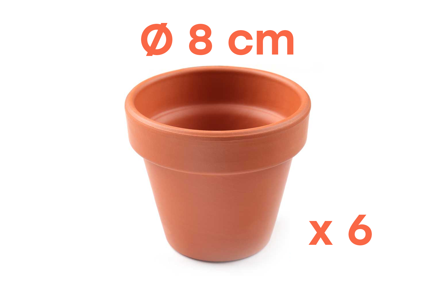 Pots en terre cuite Ø 8 cm - Hauteur 8 cm  - 6 pots