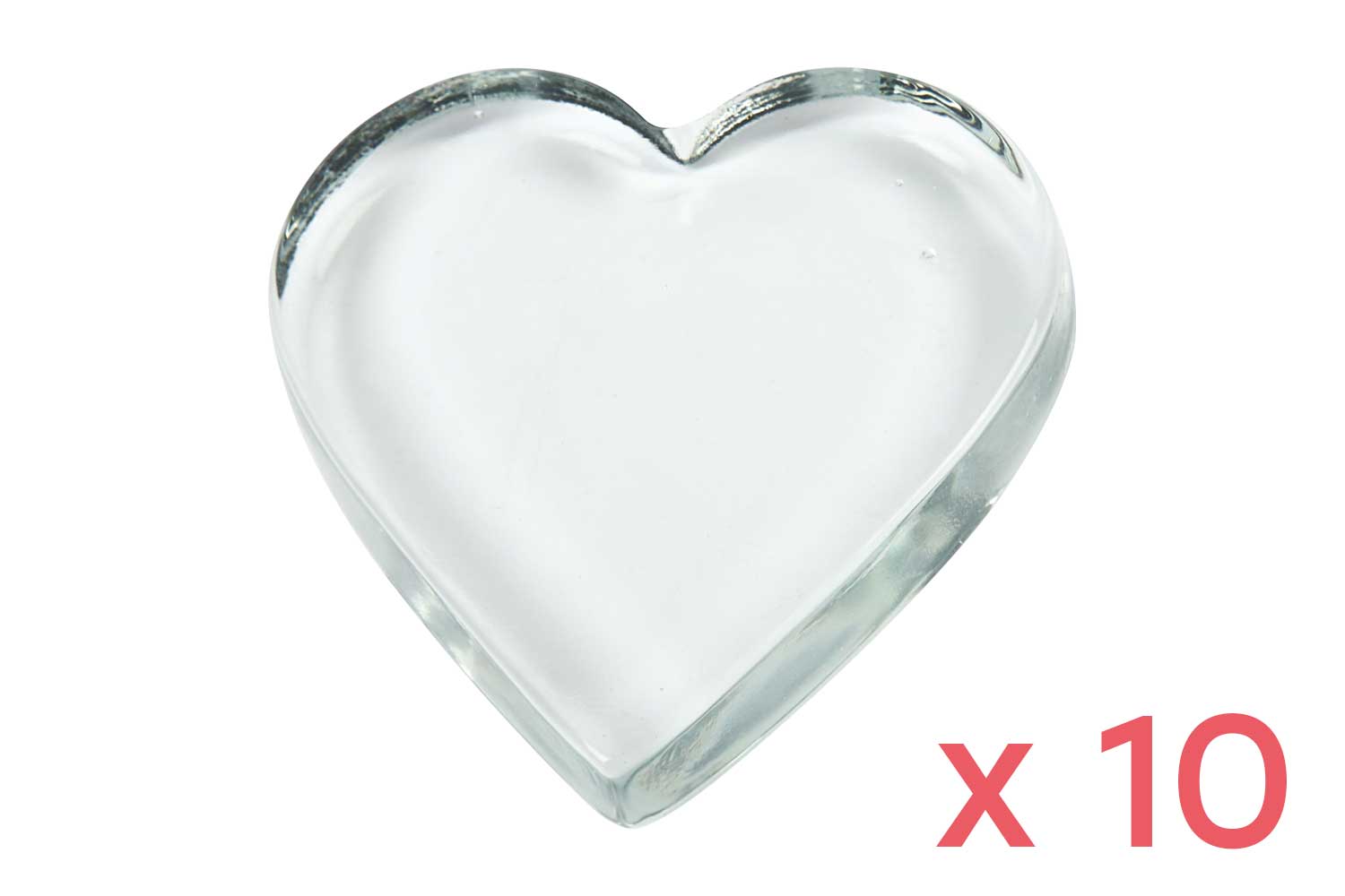 Presse-papier coeur en verre - 10 pièces