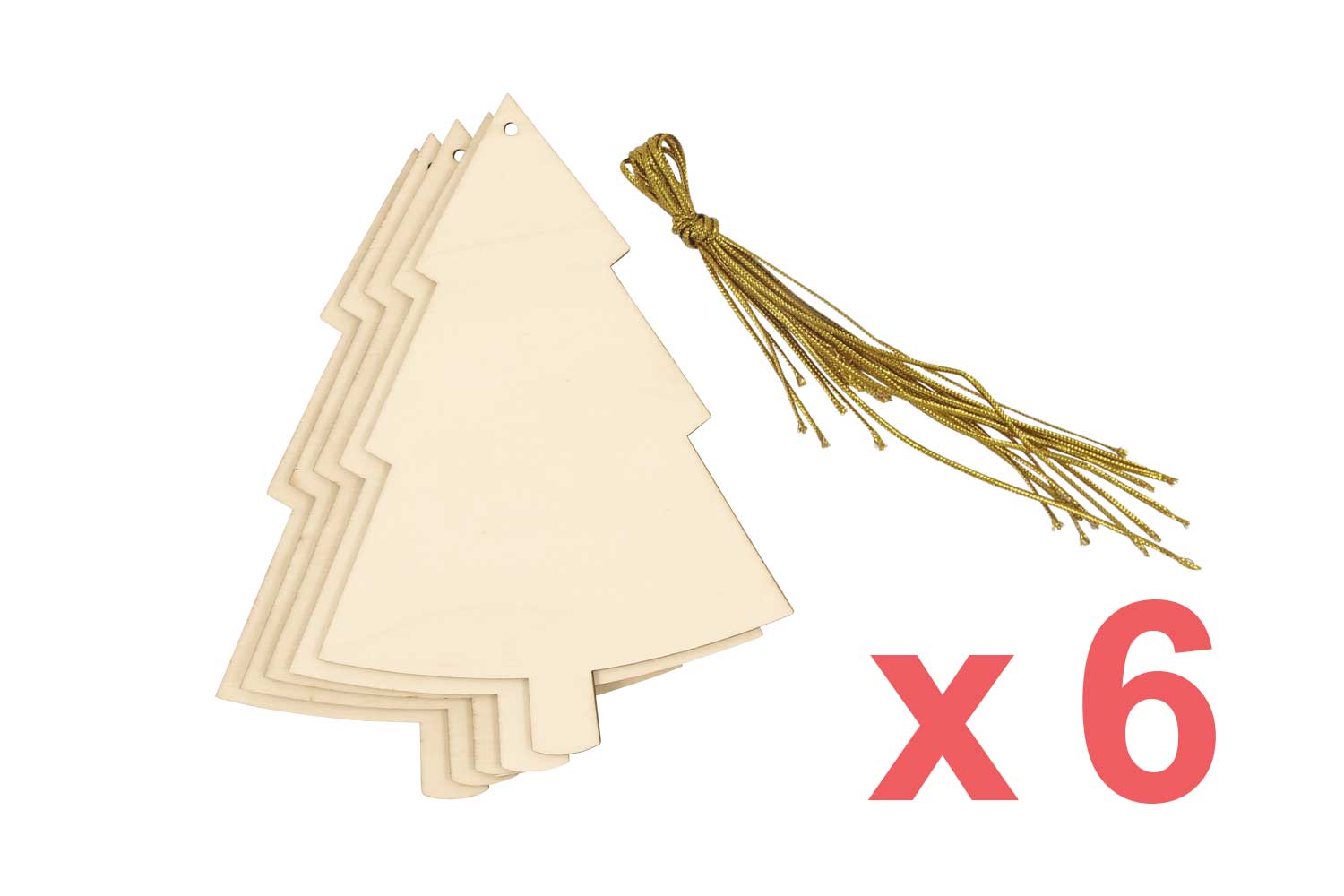 Suspensions sapins en bois - 6 pièces