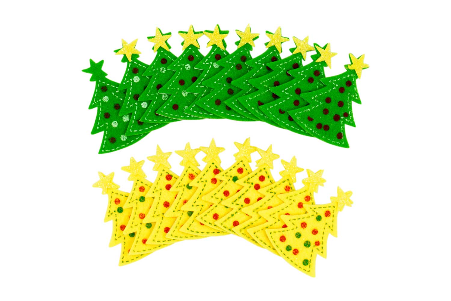 Sapins en feutrine vert / jaune - 20 stickers