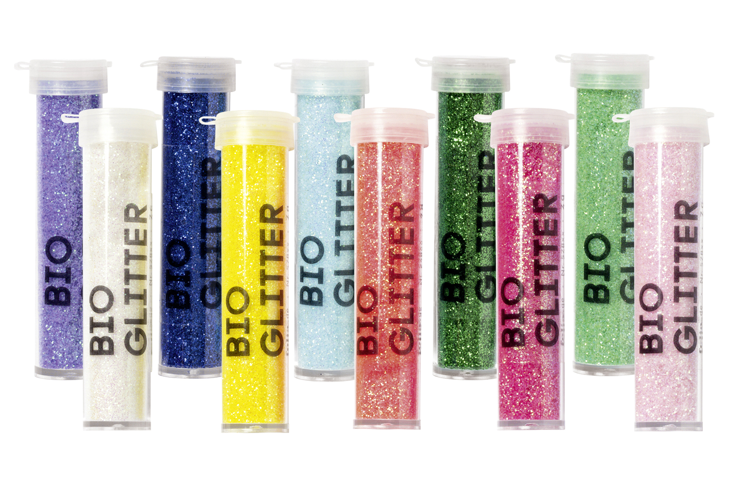 Tubes de paillettes biodégradables - 10 couleurs vives