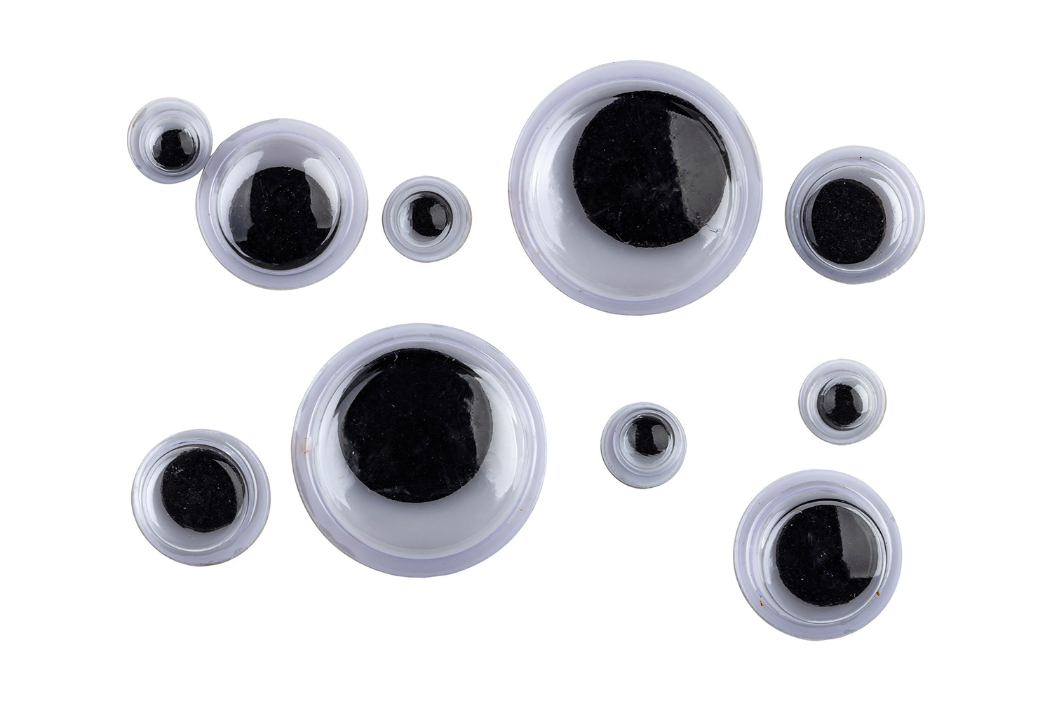 Yeux mobiles adhésifs - pupille noire / fond blanc - 100 pcs