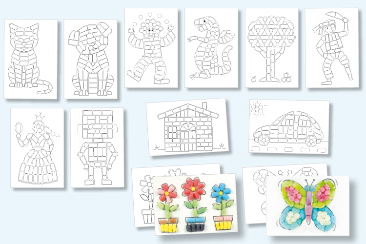 Set de 12 cartes à décorer pour flocons de maïs