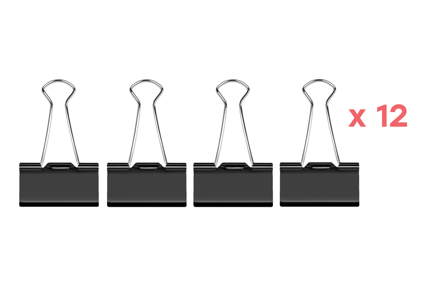 Pinces à dessin en métal, noir - 12 pcs