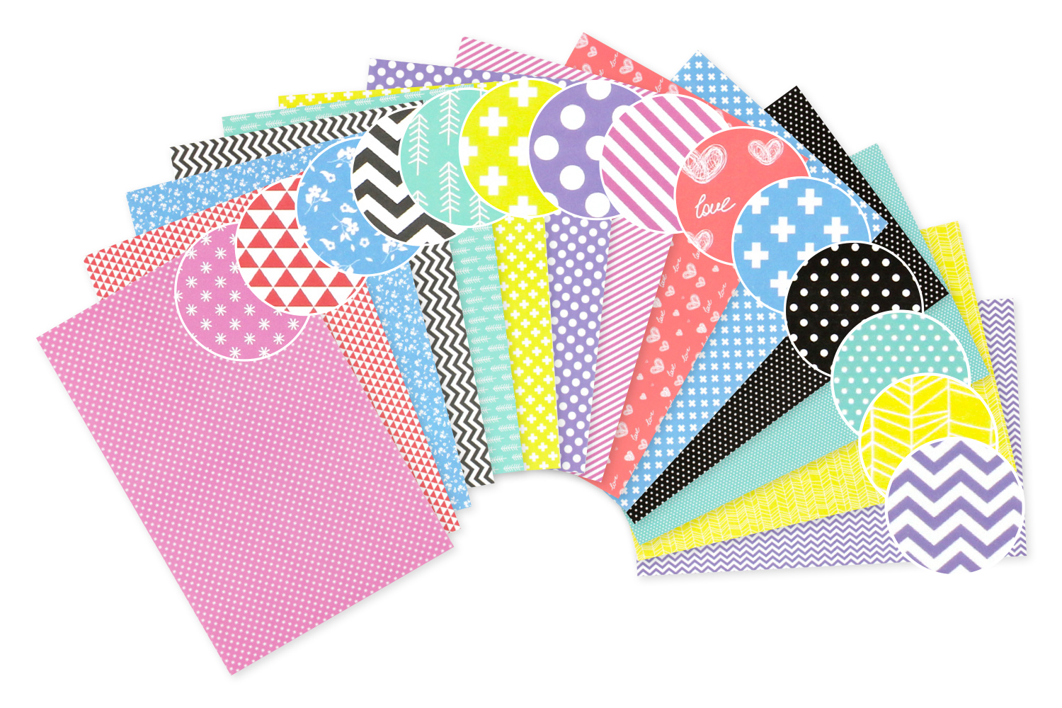Papiers motifs géométriques - 14 feuilles 20 x 30 cm