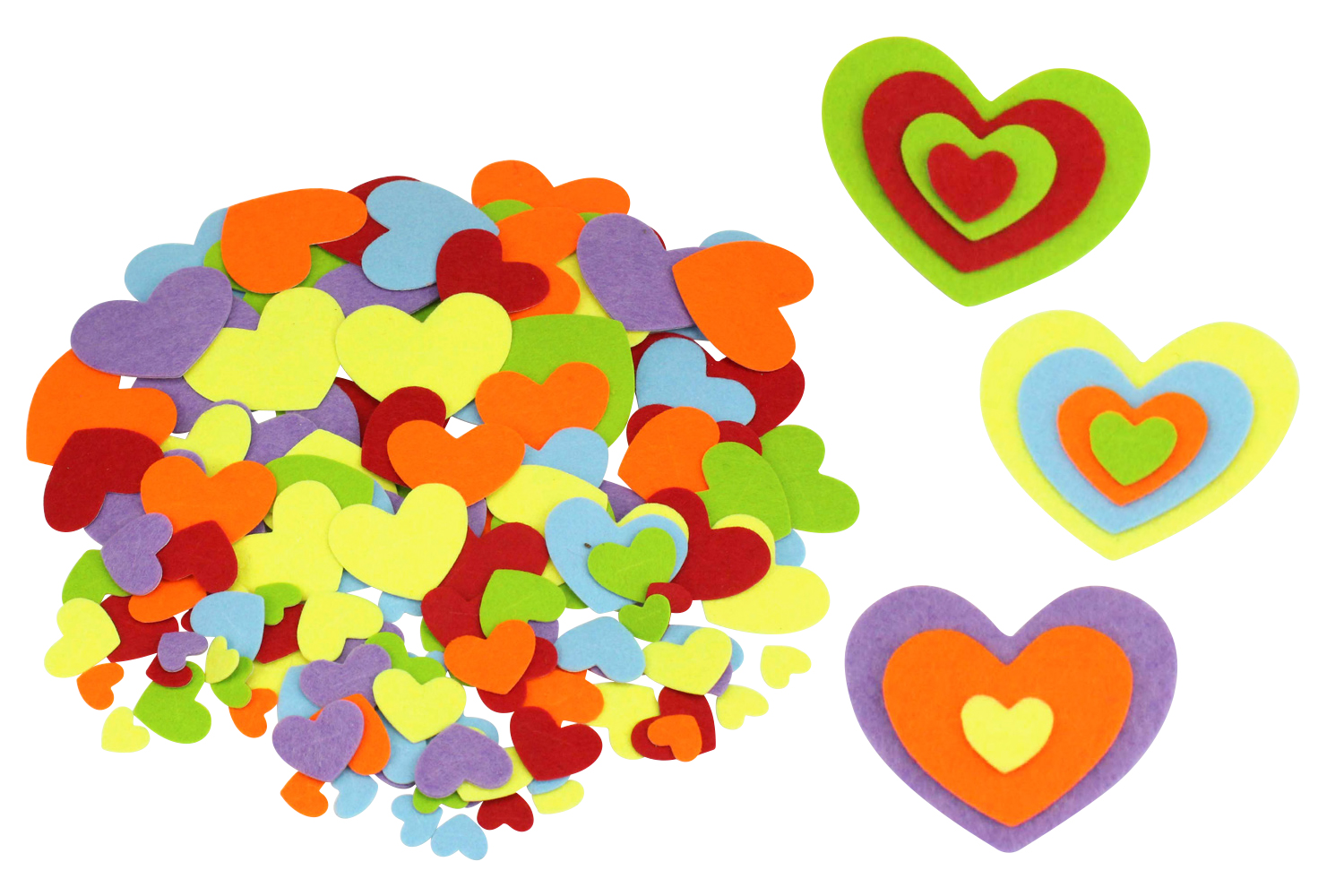 Stickers en feutrine coeurs - 150 formes