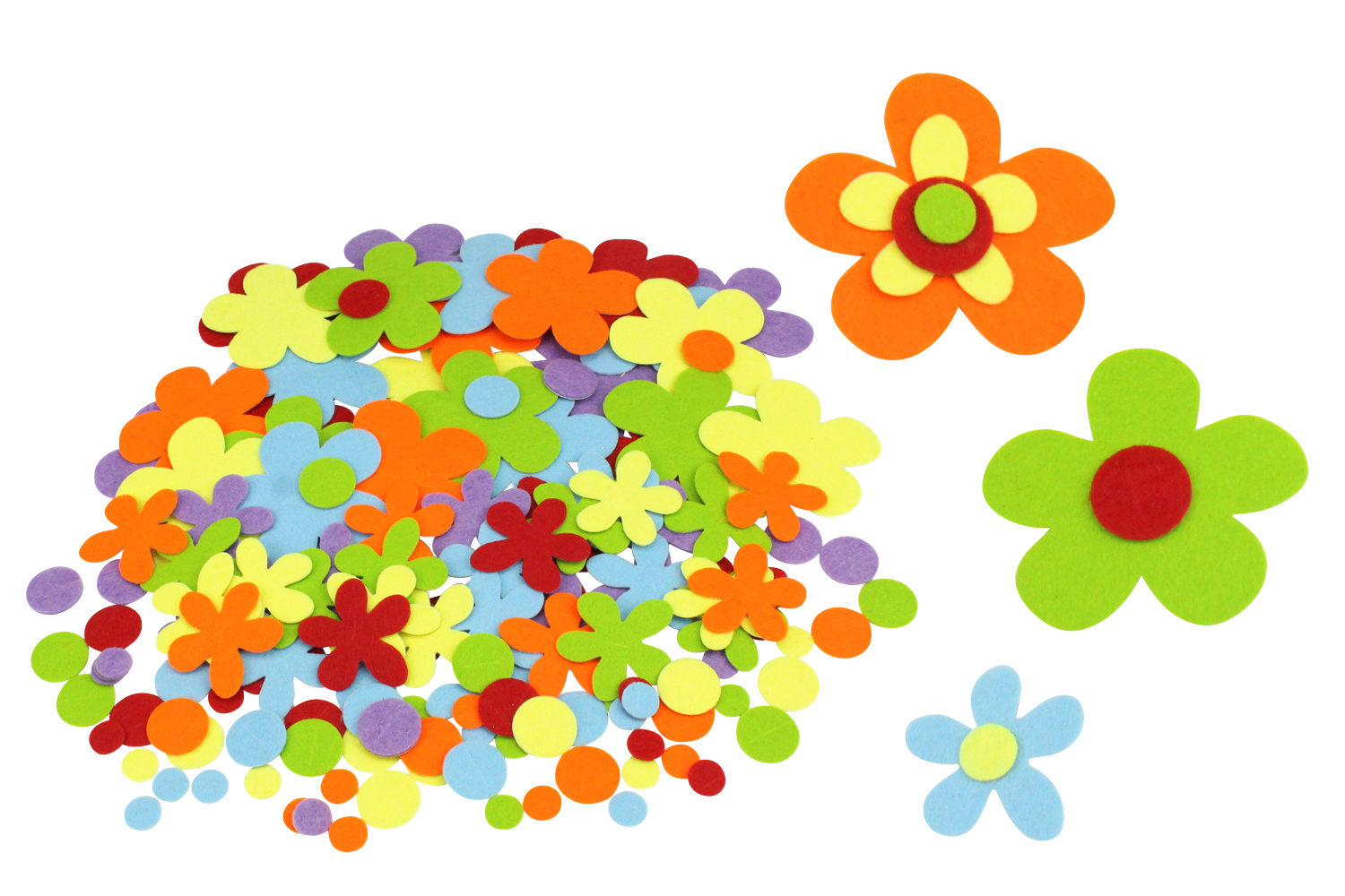 Stickers en feutrine fleurs - 144 formes