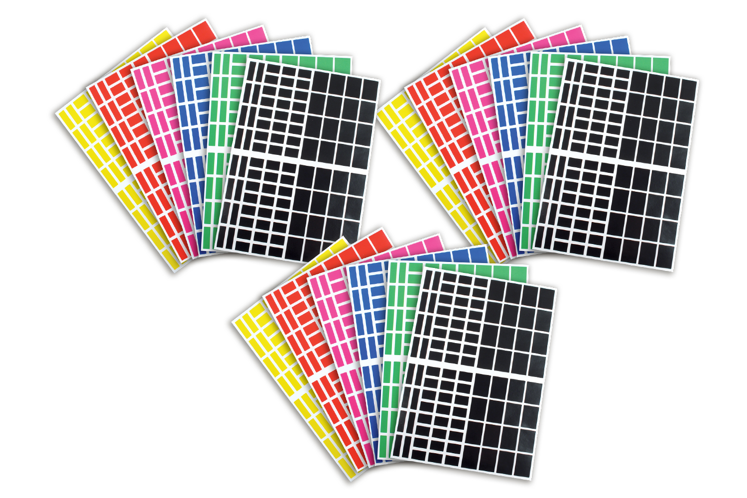 Gommettes rectangles : 18 planches (1728 gommettes)