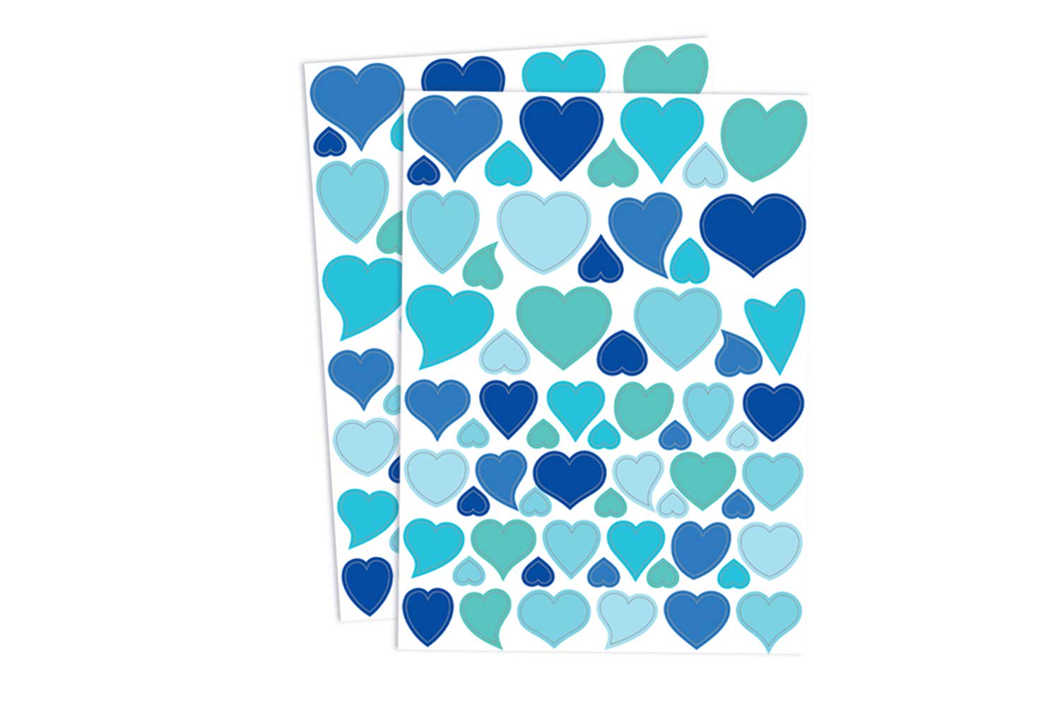 Gommettes cœurs camaieu de bleus - 122 pcs