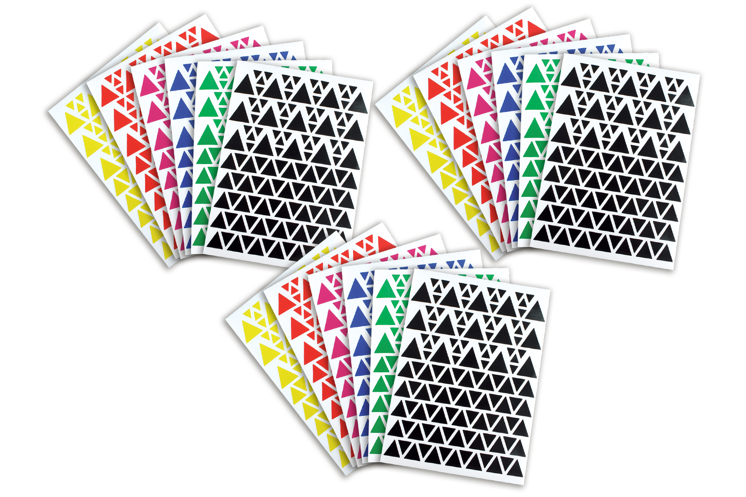 Gommettes triangles : 18 planches (2304 gommettes)