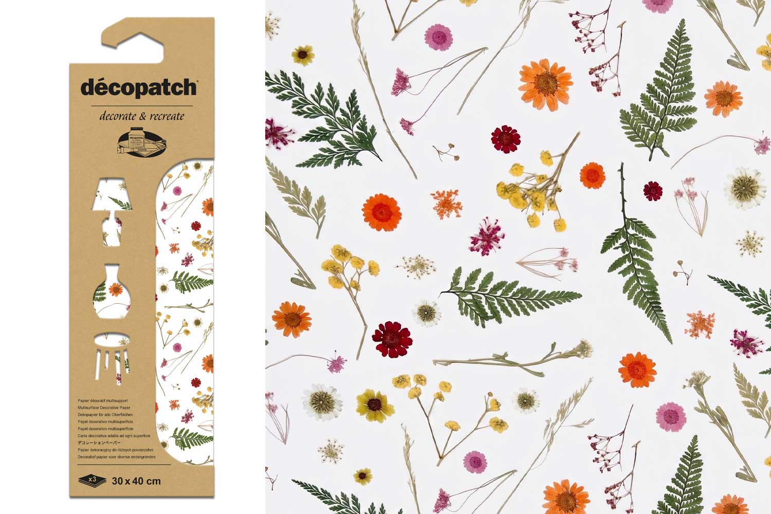 Papier Décopatch fleurs - 3 feuilles N°851