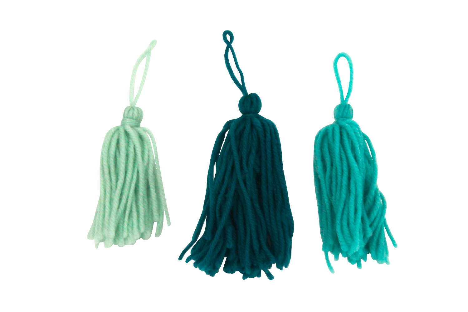 Pompons long en laine camaïeu  - 3 pompons