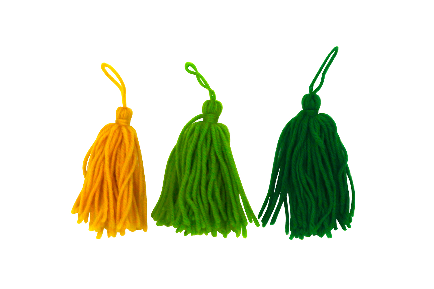 Grands pompons, camaieu vert - 3 pcs