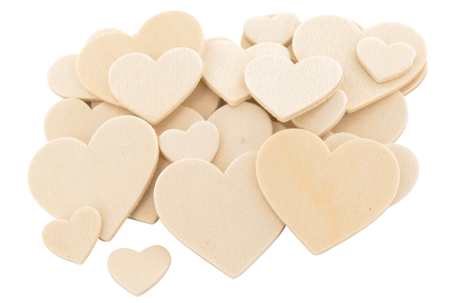 Coeurs en bois naturel - Set de 30