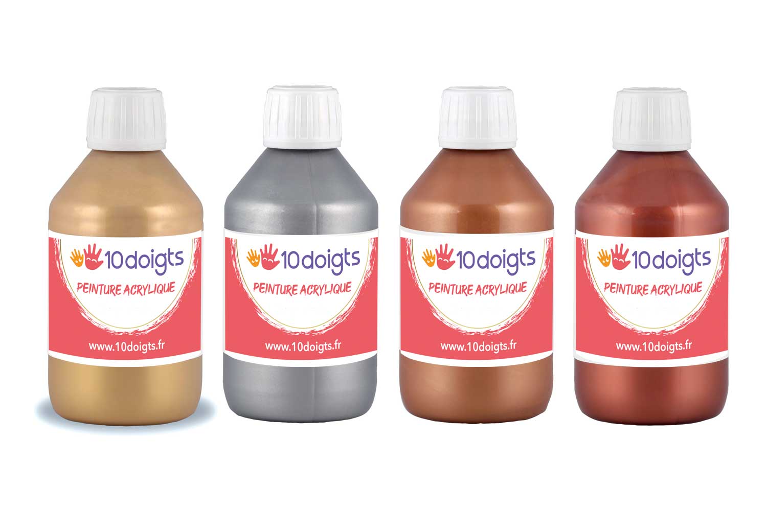 Peinture acrylique économique 250 ml - 4 couleurs ( or, argent, cuibre, bronze)