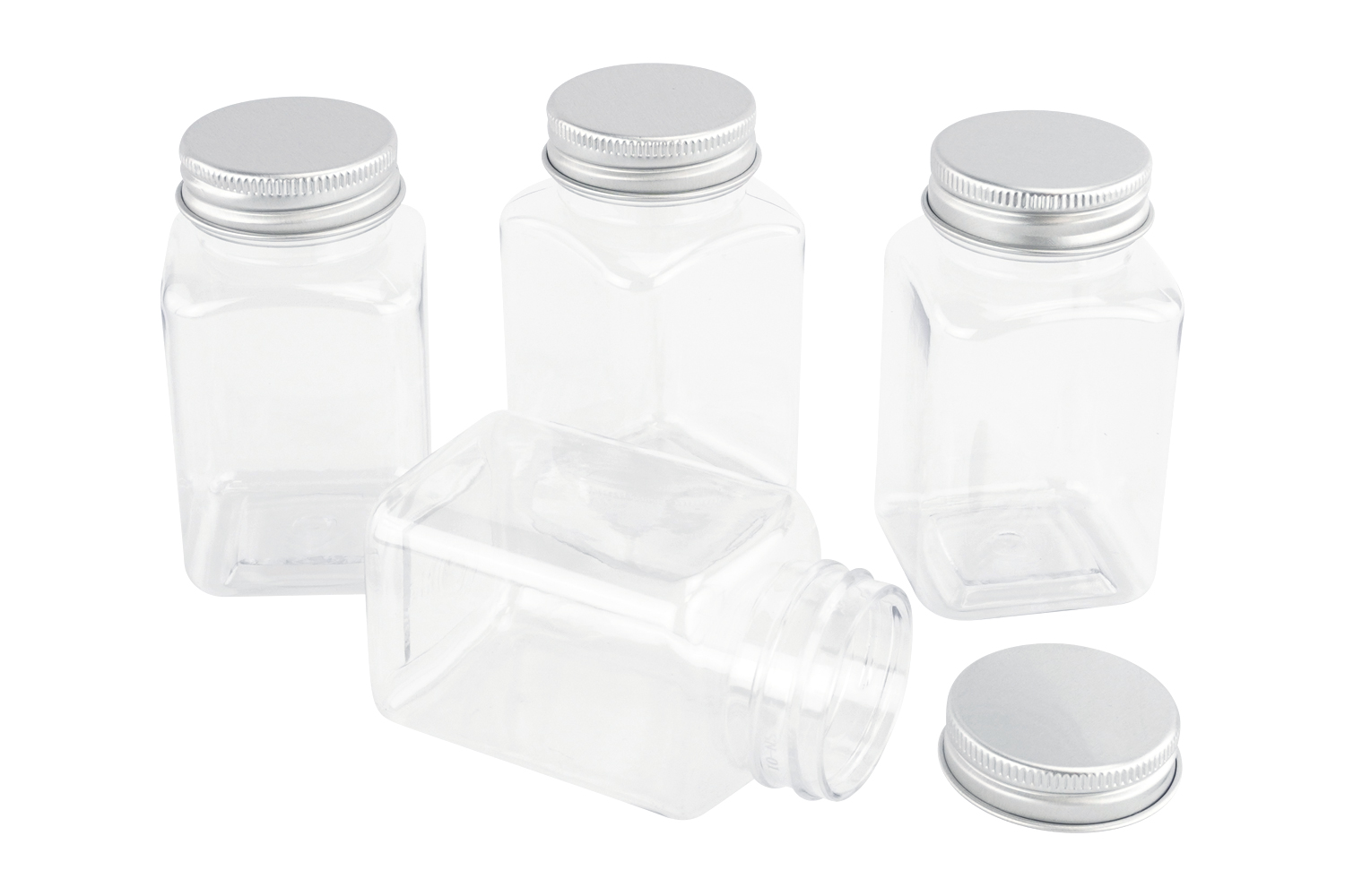 Pots en plastique avec couvercle, 8 cm - 4 pcs