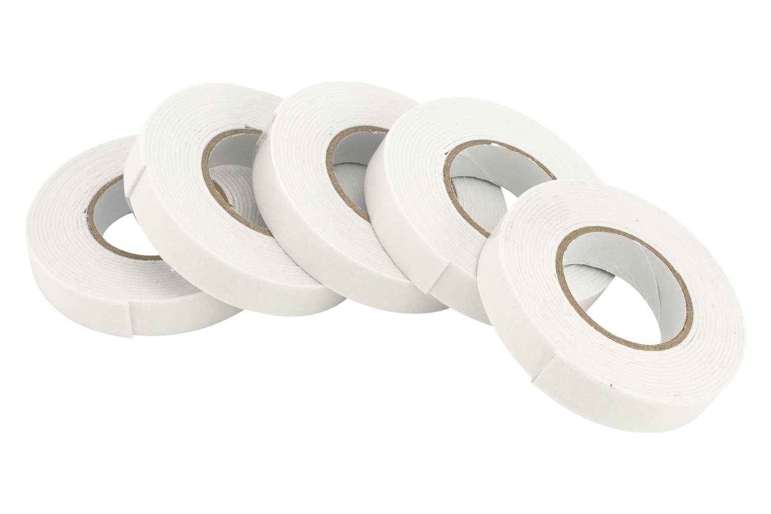 Mousse adhésive double-face 1 cm x 2 m (ép. 1,5 mm) - 5 rouleaux
