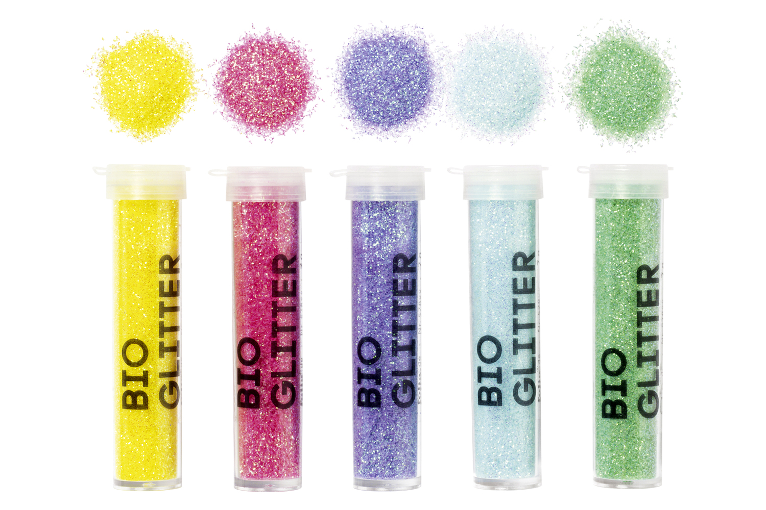 Tubes de paillettes biodégradables - 5 couleurs vives