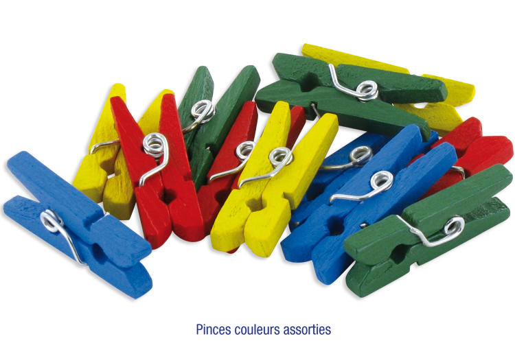 Pinces à linge couleurs assorties - Set de 50