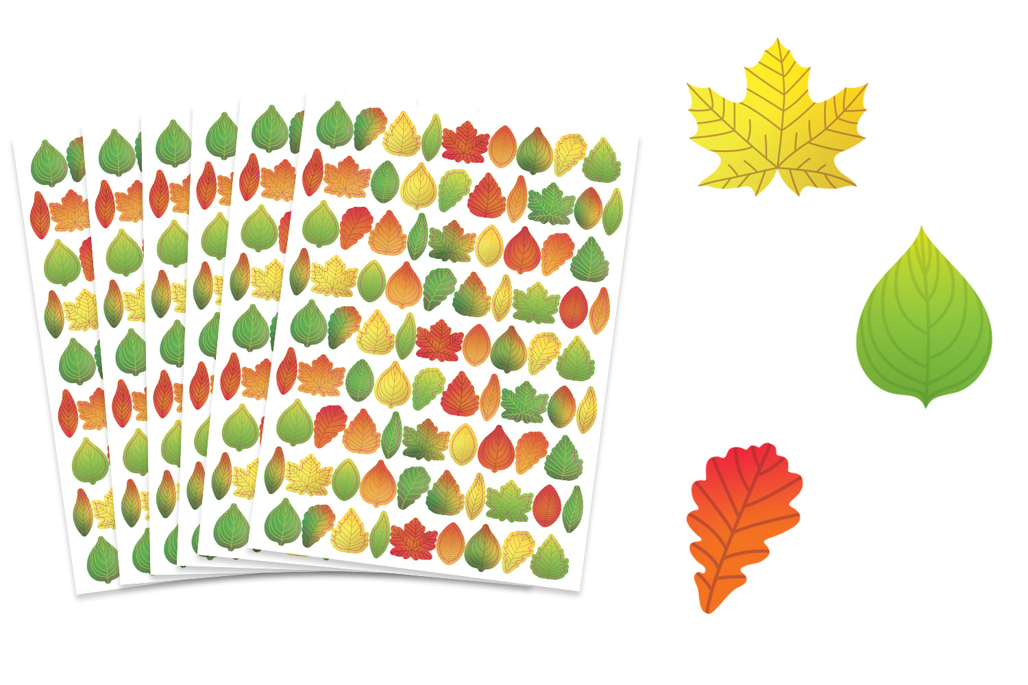 Gommettes feuilles d'arbres - 1 set (510 gommettes)