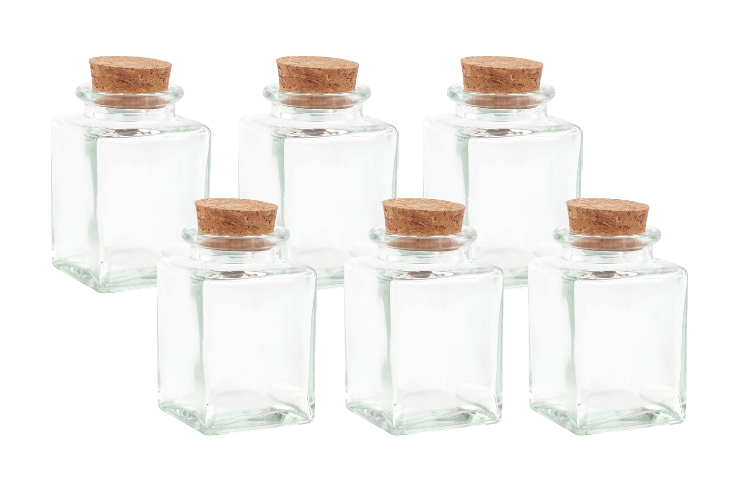 Bocaux en verre avec bouchon liège, 80 ml - 6 pièces