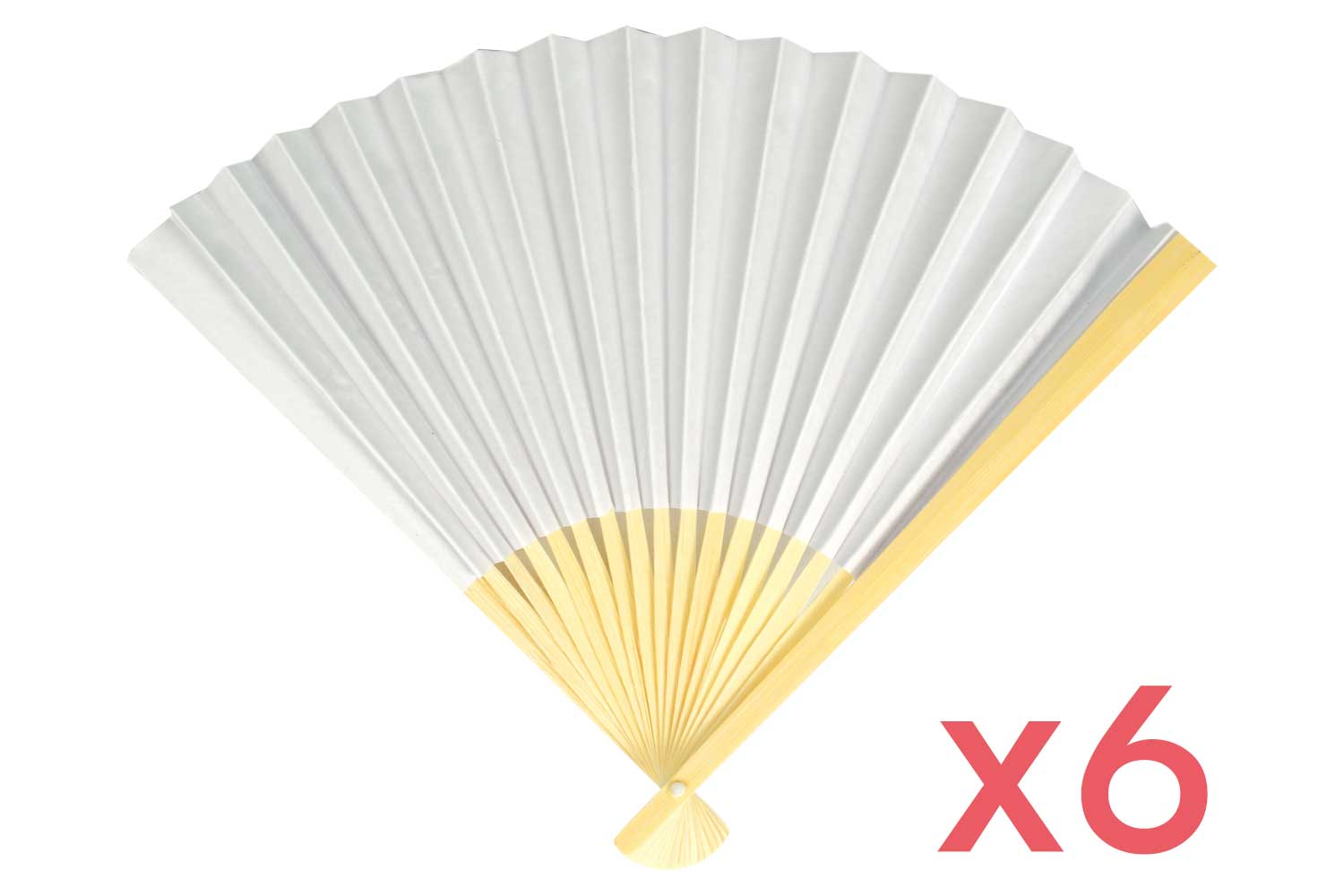 Eventails en bois et papier blanc à décorer - 6 pièces