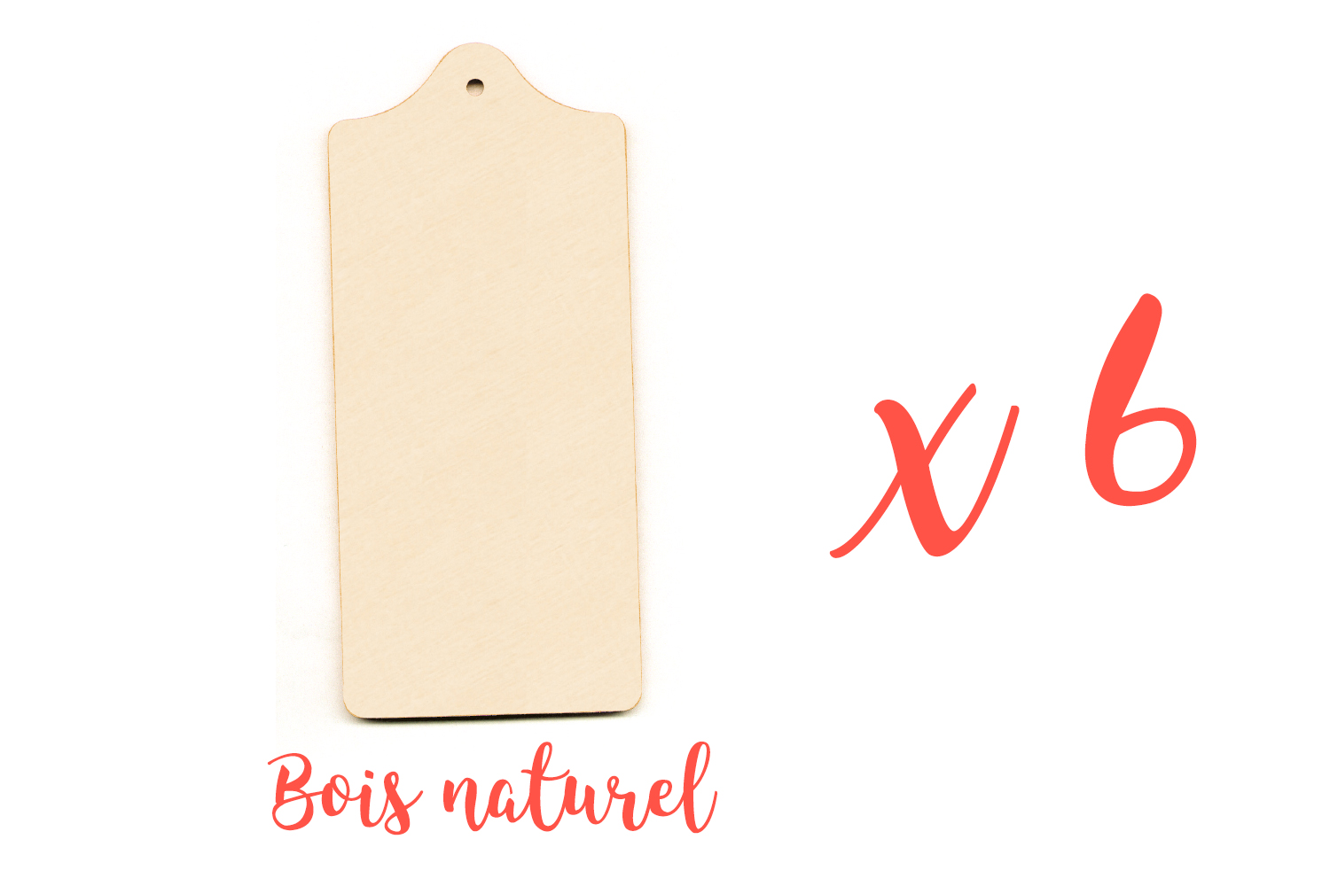 Planchette en bois naturel 20 x 10 cm - Lot de 6