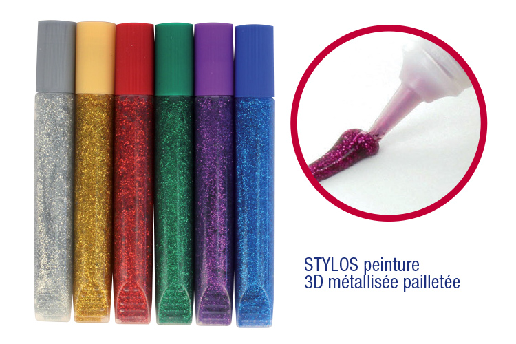 Stylos colle à paillettes - 6 pièces