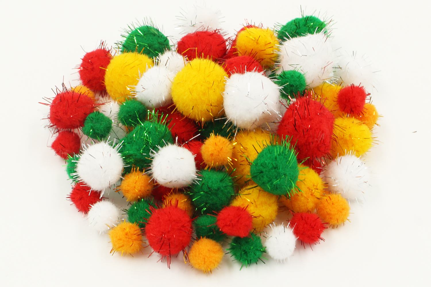 Pompons métallisés pailletés - 72 pièces