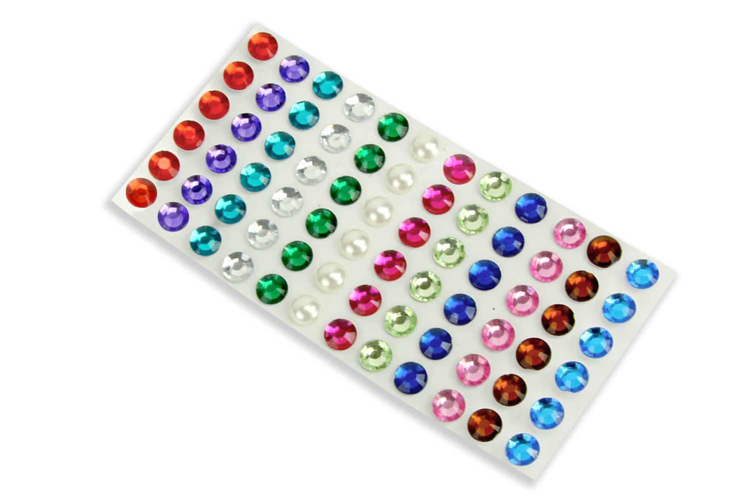 Strass adhésifs ronds couleurs assorties - 72 strass