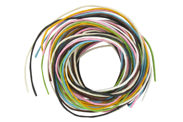 Cordons en coton ciré, 8 couleurs assorties (1 mètre - ø 1 mm) 