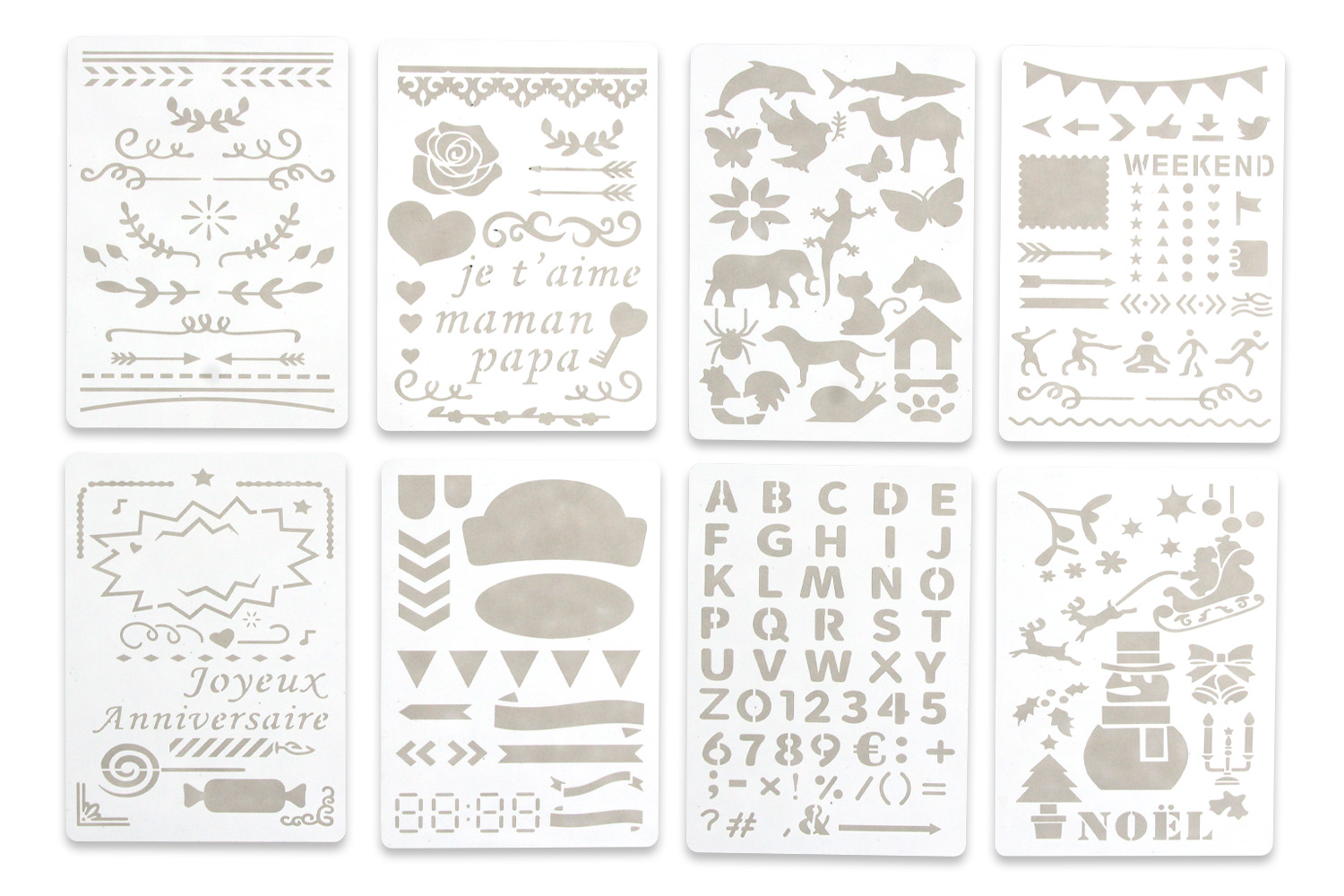 Pochoirs carterie - 8 planches