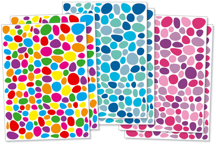 Gommettes mosaïques 3 couleurs assorties - 6 planches (900 gommettes)