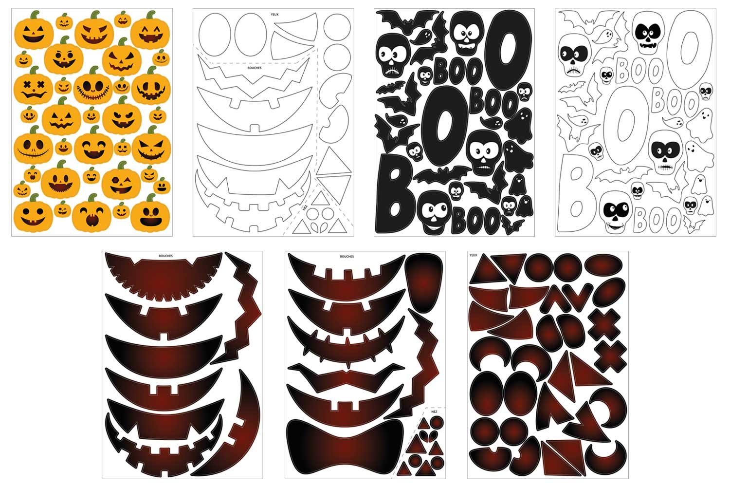 Décorations Halloween en carte forte - 188 pièces