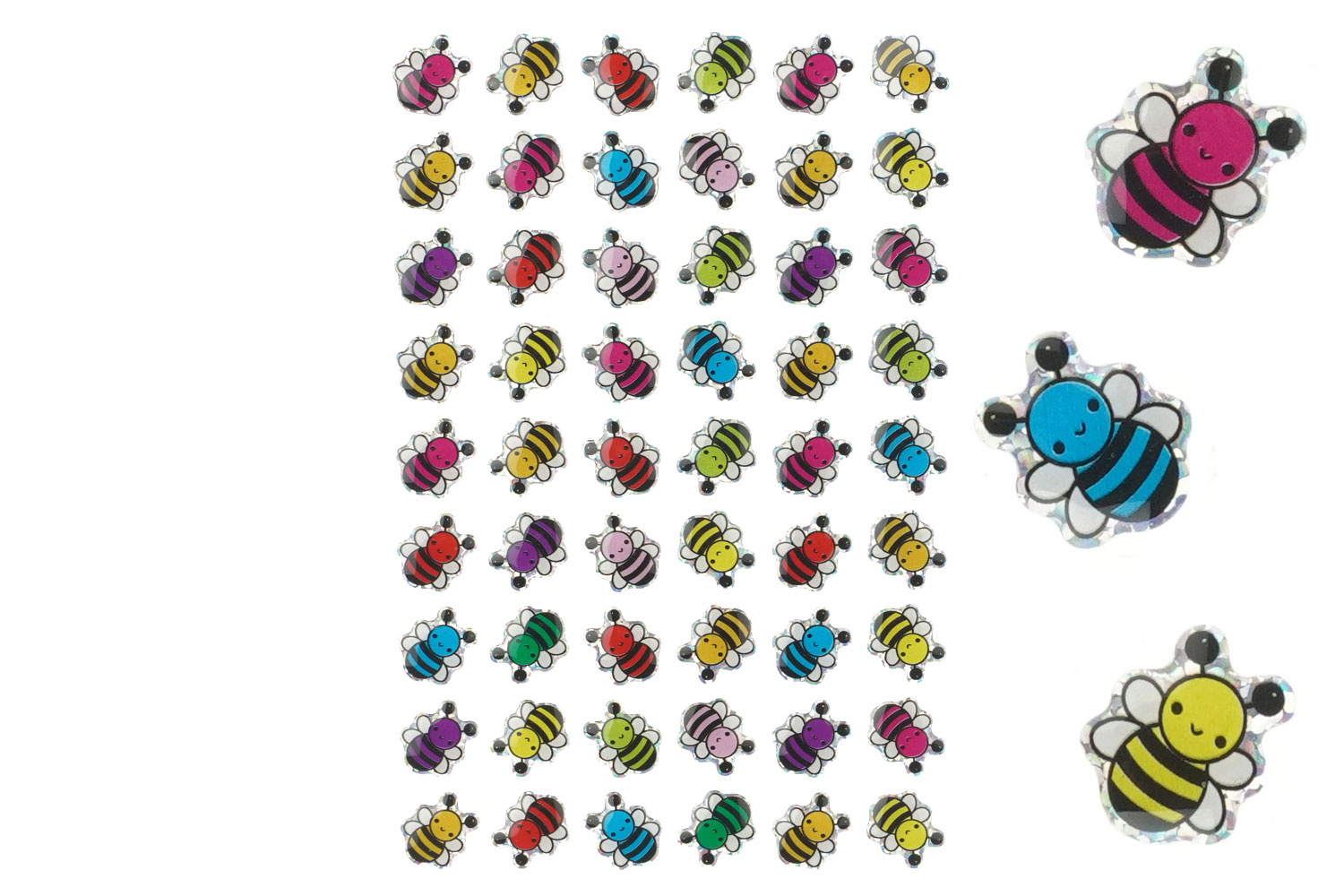 Stickers époxy pailletés abeilles 1,1 x 1,3 cm x 54 pc