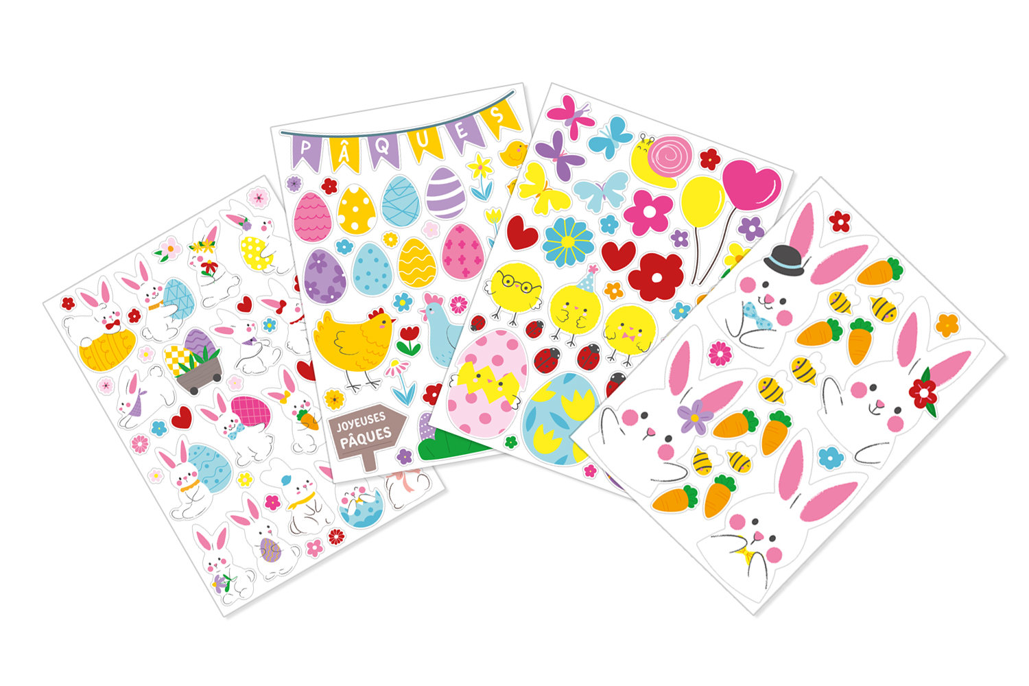 Stickers de pâques vitrostatiques - 106 pièces