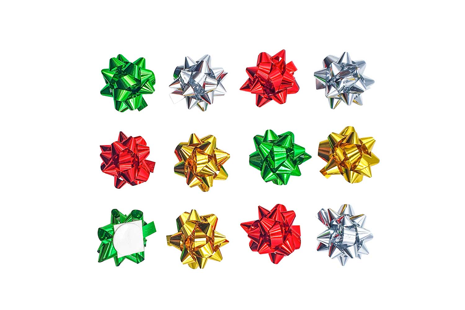 Nœuds étoiles adhésives métallisées - 12 pcs